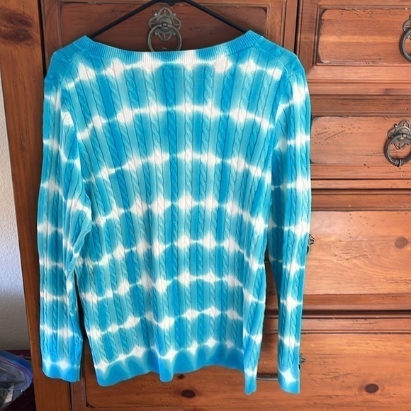 Talbots Women’s Plus Size X Blue And White Tie Dye Cable Sweater NWOT - Picture 4 of 6